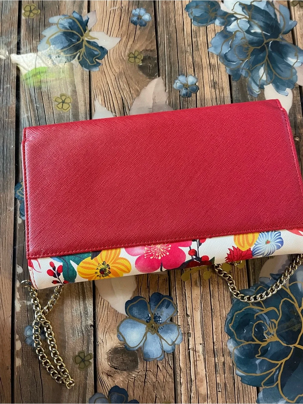 Floral Leopard Red Envelope Crossbody Bag